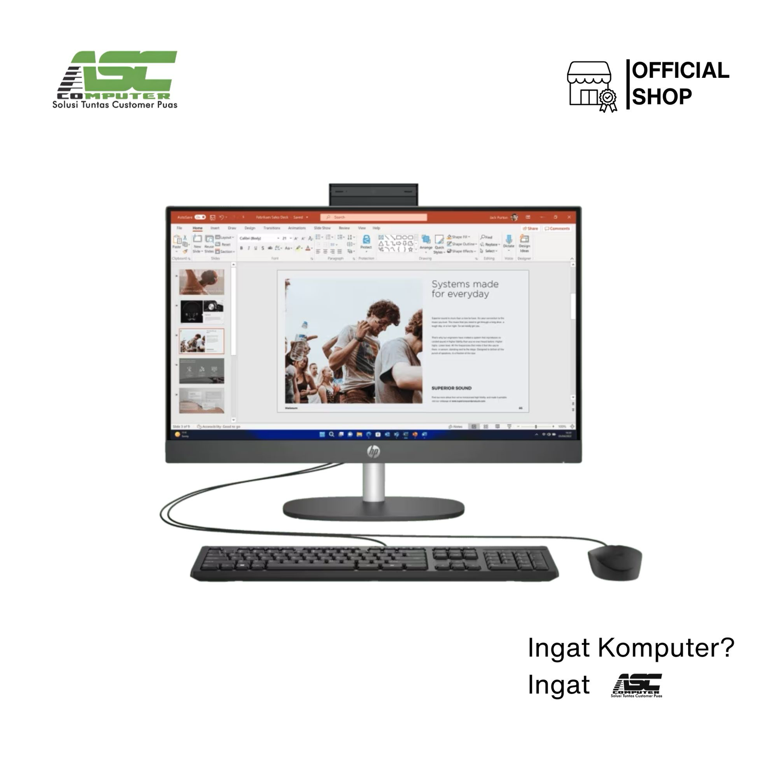 HP PC AIO PROONE 24 G10 – BD1Q7AT-I3-N300-8GB DDR4-512GB SSD M2 NVME-23,8 FHD-WH11