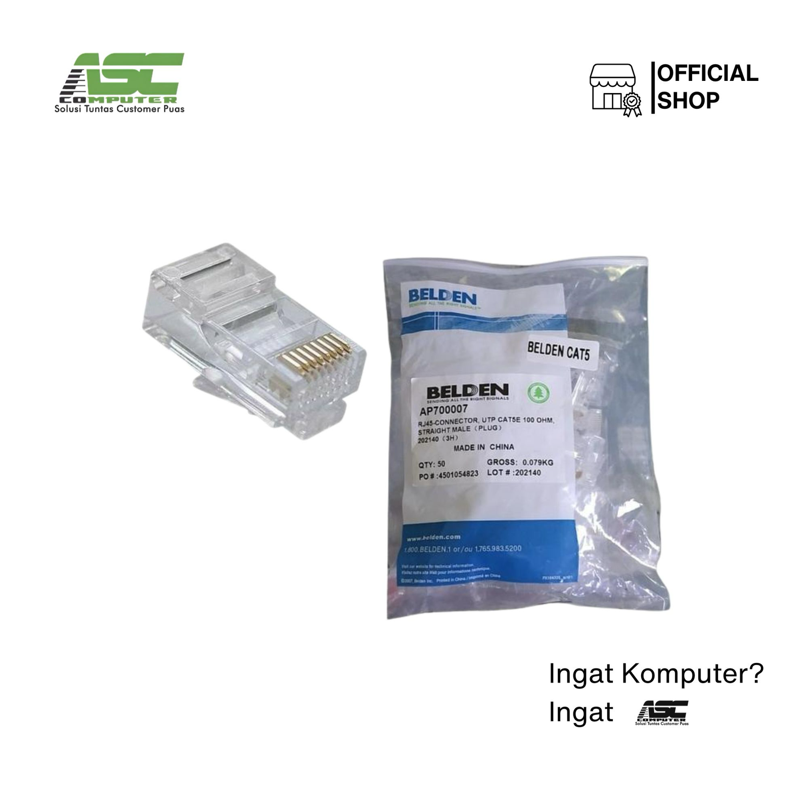 KONEKTOR RJ45 BELDEN CAT5E ORI (50 PCS)