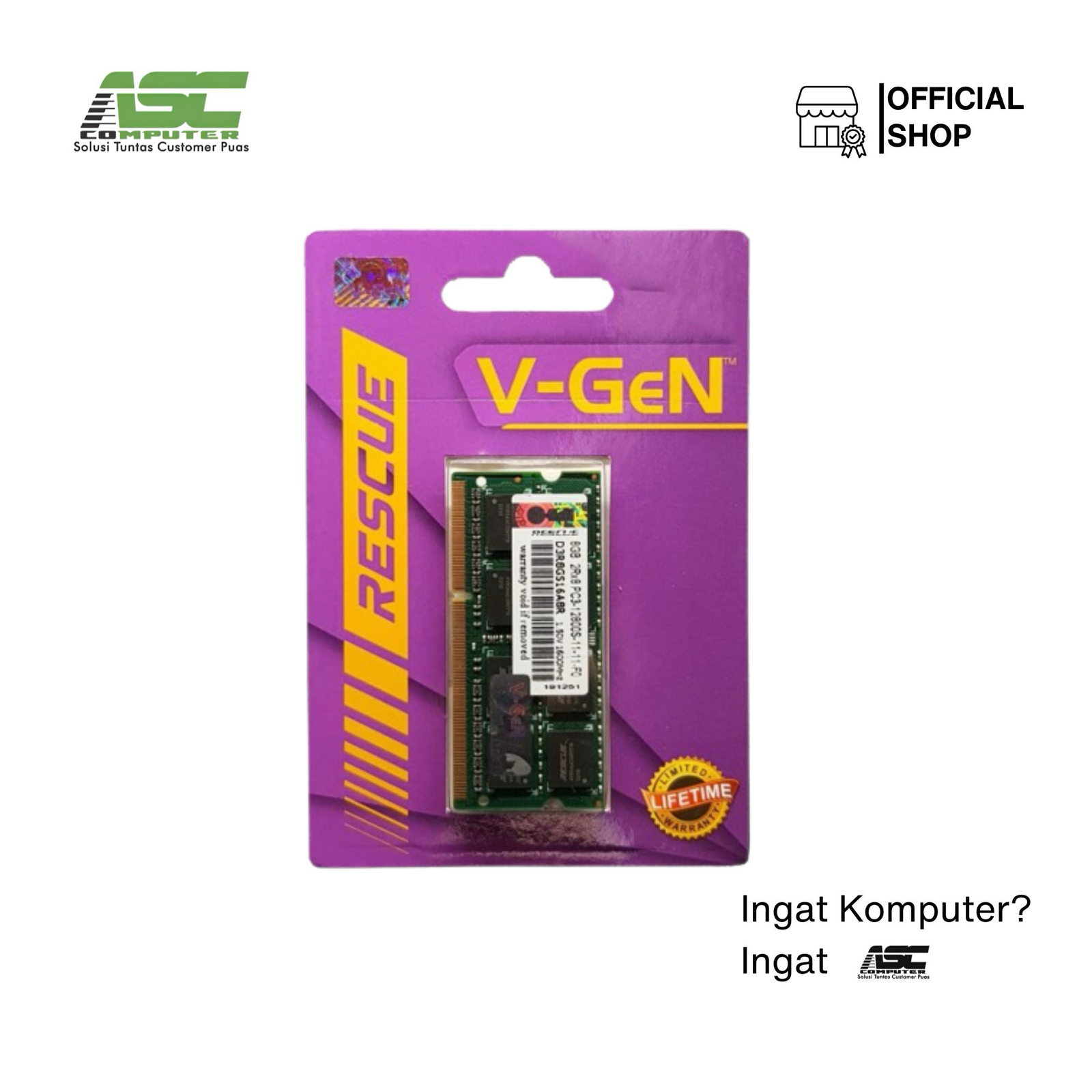 SODIMM V-GEN 8GB DDR3L 12800 RESCUE – Memory RAM Laptop