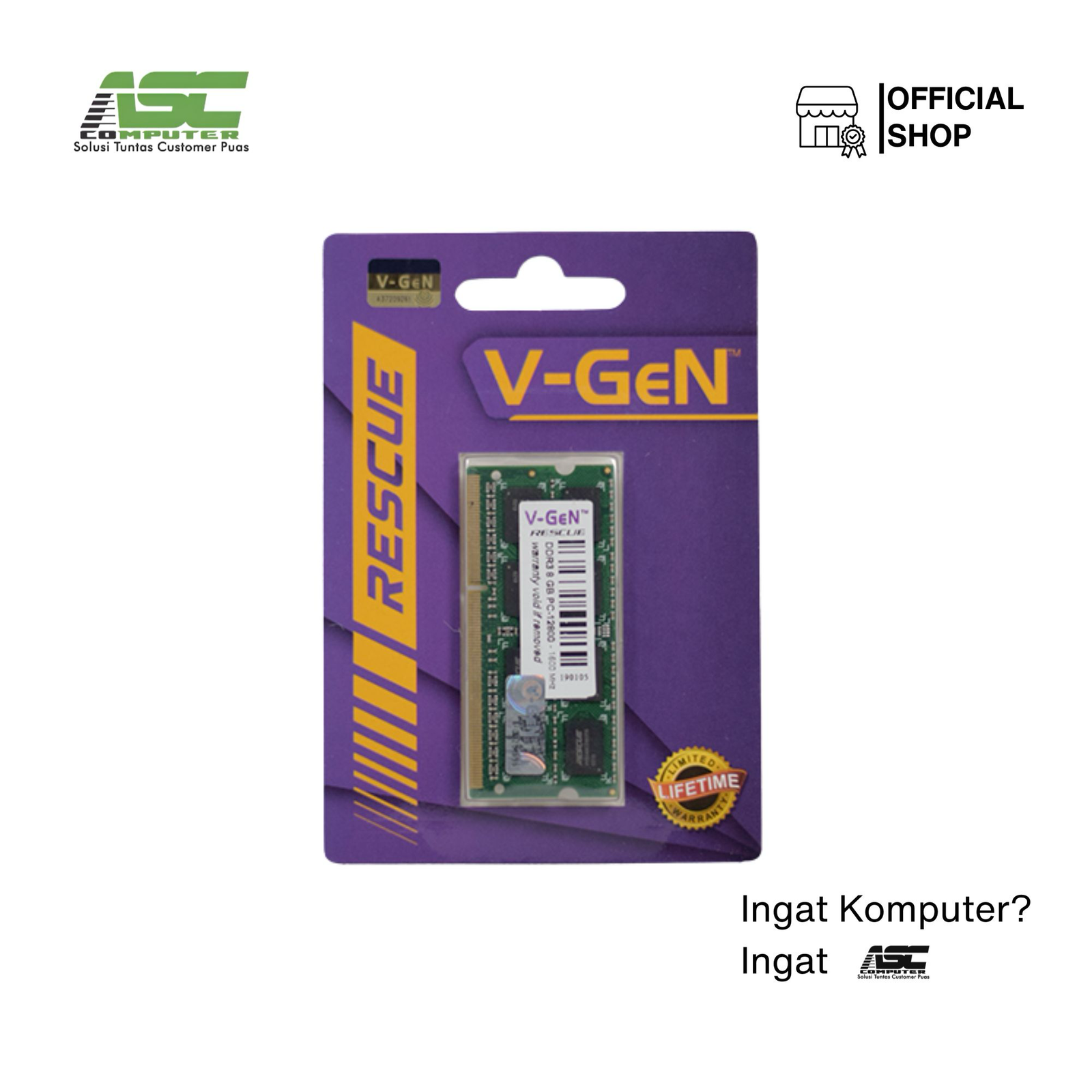 SODIMM V-GEN 4GB DDR3L 12800 / 1600Mhz RESCUE – Memory RAM Laptop