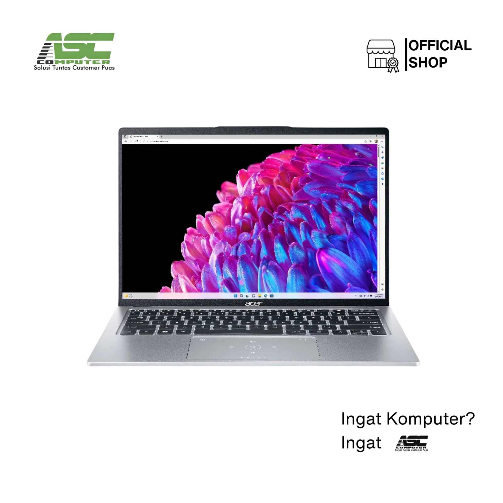 ACER Swift Go 14 AI SFG14-73-73P9 Intel Core Ultra 7 155H 16GB 512GB SSD 14 inch 2.8K OLED Win11 + OHS Pure Silver