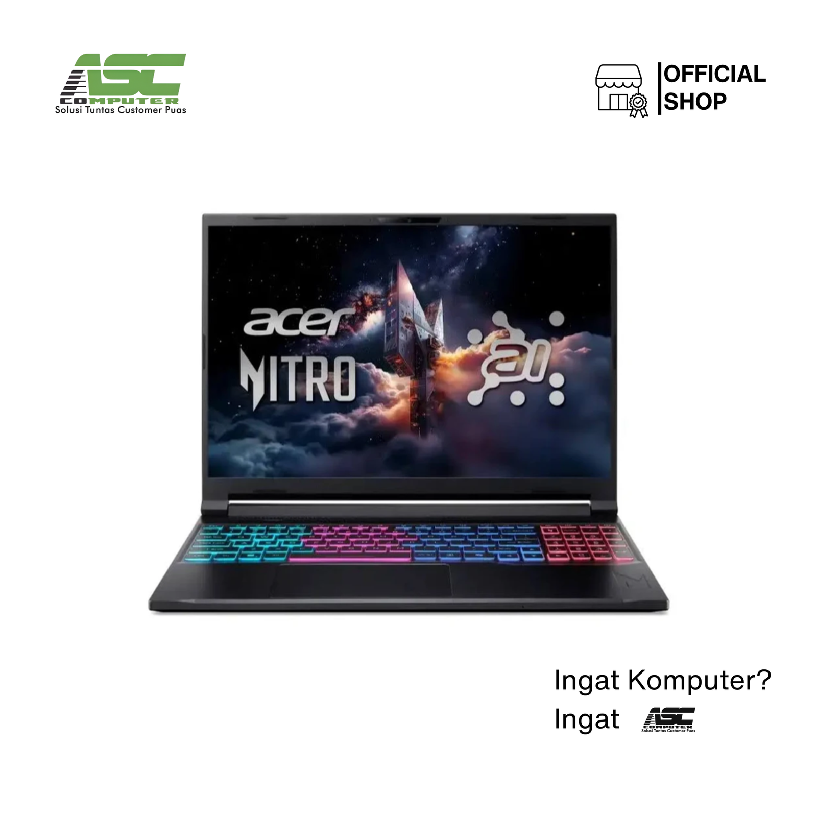 ACER Nitro V 16S ANV16S-71-70XH Intel Core 7 240H 16GB 512GB SSD RTX 5060 8GB GDDR7 16 inch WQXGA 180Hz 100% sRGB Win11 + OHS Obsidian Black