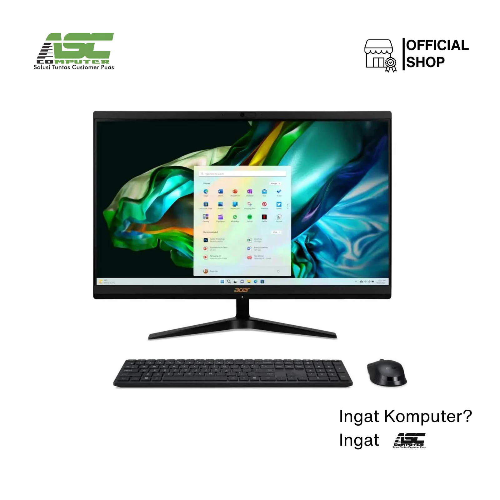 ACER Aspire All in One C22-1800 Intel Core i3-1305U 8GB 512GB SSD 21.5 inch FHD IPS Win11 + OHS White/Silver