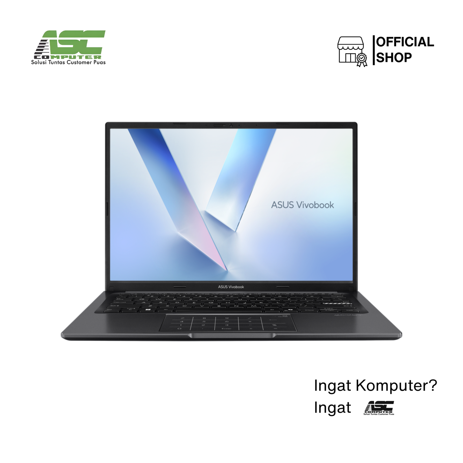 ASUS Vivobook 14 M1405YA-VIPS5151M AMD Ryzen 5 7430U 16GB 512GB SSD 14.0 inch WUXGA IPS Win11 + OHS 2024 Indie Black