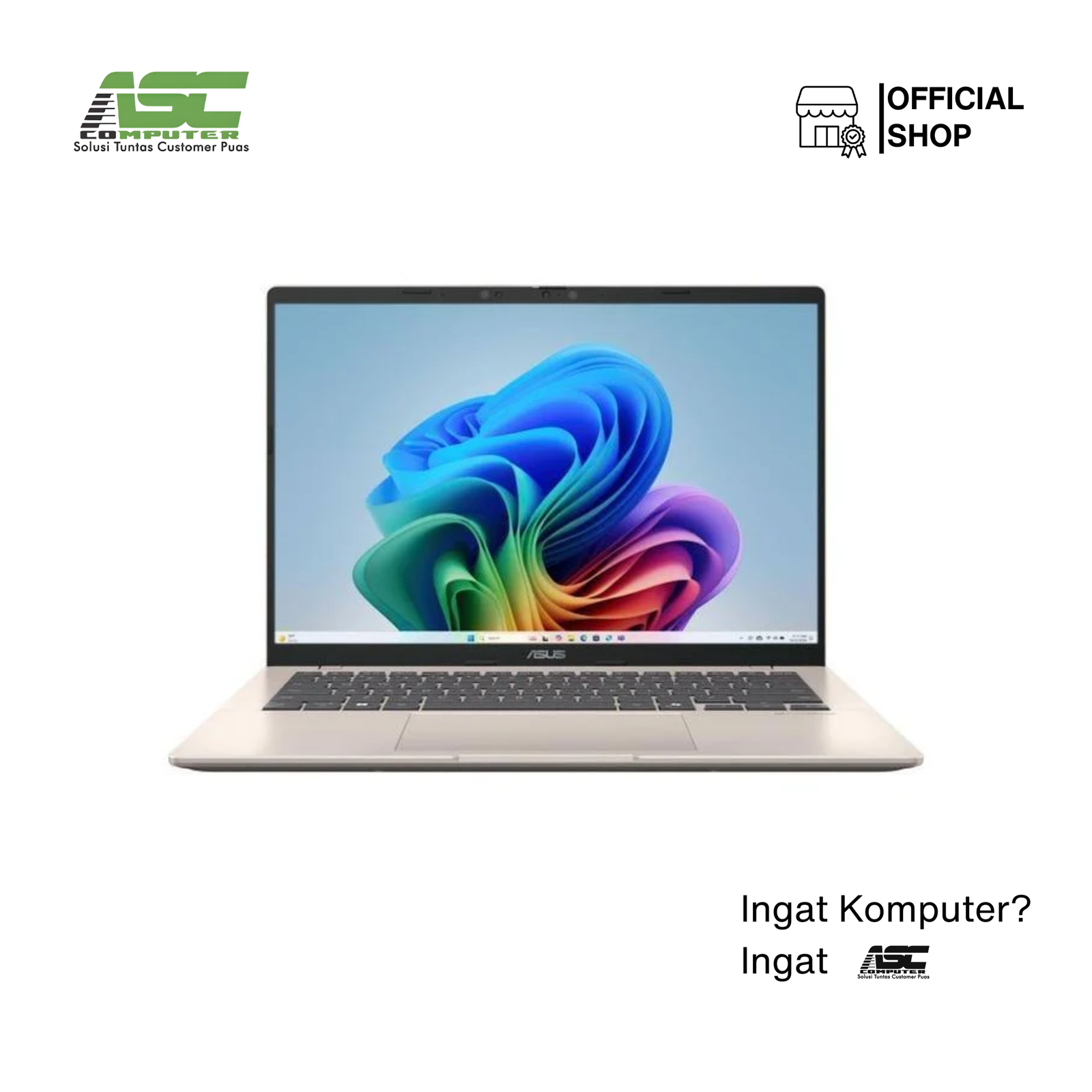 ASUS Vivobook 14 M1407KA-VIPS5155M AMD Ryzen AI 5 330 16GB DDR5 512GB SSD 14.0 inch WUXGA IPS Win11 + OHS 2024 Platinum Gold