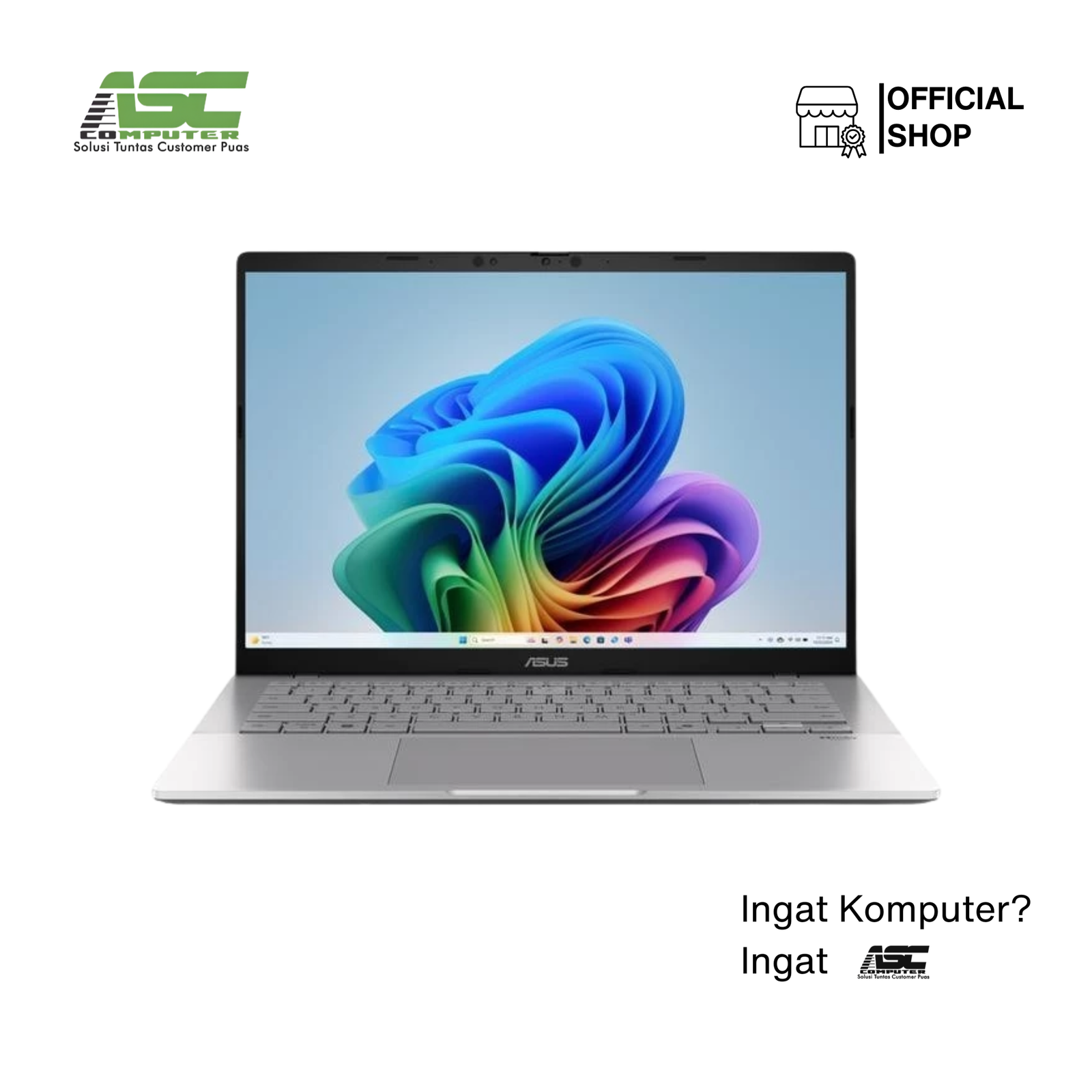 ASUS Vivobook S14 S3407QA-IPSP152M Snapdragon X Plus X1-26-100 16GB 512GB SSD 14.0 inch 2.5K WQXGA IPS Win11 + OHS 2024 Cool Silver