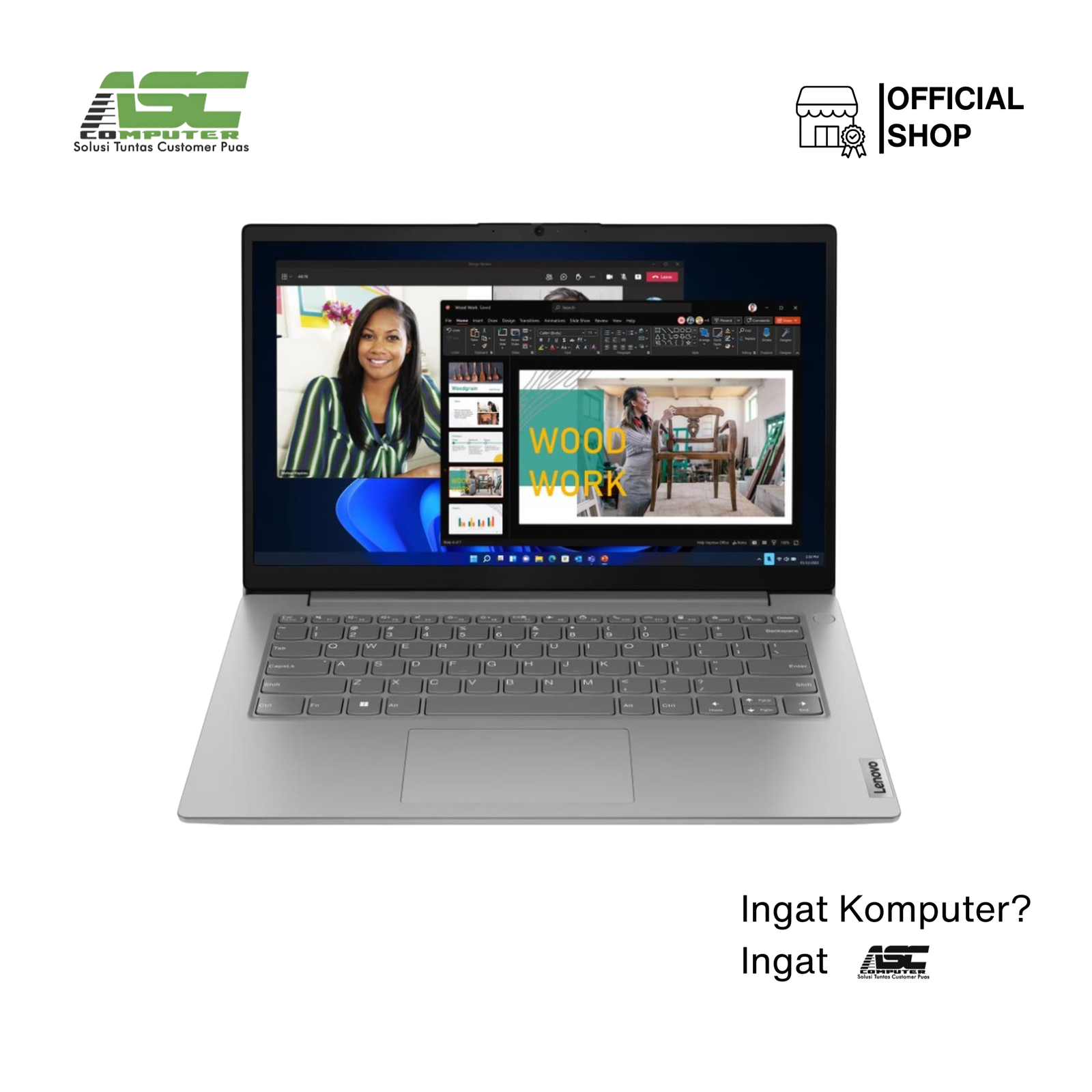 Lenovo V14 G4 AMN-82YT0115ID AMD Ryzen 3 7320U 8GB DDR5 512GB SSD AMD Radeon 610M 14.0 inch FHD Win11 Home + OHS 2024 Arctic Grey