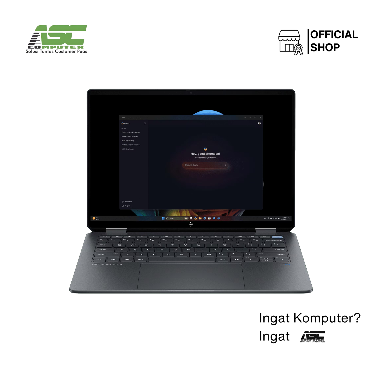 HP OmniBook Ultra Flip 14-fh0777TU Intel Core Ultra 7 258V 32GB LPDDR5x 1TB SSD Integrated Intel Arc Graphics Evo 14 inch 3K OLED Touchscreen Backlit Stylus Pen Win11 Home + OHS Eclipse Grey (2Y Warranty + ADP)