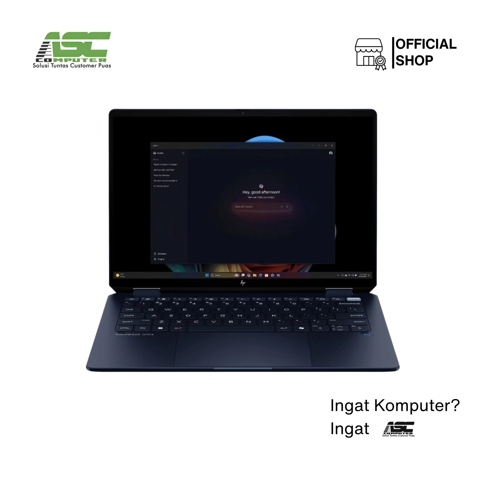 HP OmniBook Ultra Flip 14-fh0888TU Intel Core Ultra 7 258V 32GB LPDDR5x 1TB SSD Integrated Intel Arc Graphics Evo 14 inch 3K OLED Touchscreen Backlit Stylus Pen Win11 Home + OHS Atmospheric Blue (2Y Warranty + ADP)