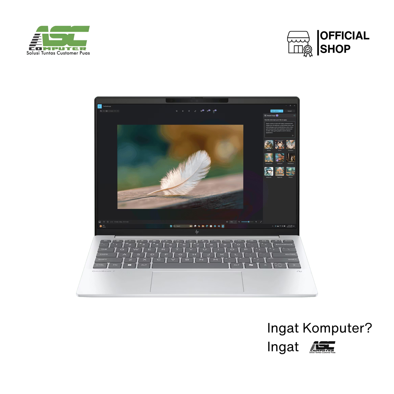 HP OmniBook 7 Aero 13-bg1666AU AMD Ryzen AI 5 340 16GB LPDDR5x 512GB SSD Integrated AMD Radeon Graphics 13.3 inch WUXGA IPS Win11 Home + OHS 2024 + M365 Basic Glacier Silver (2Y Warranty)