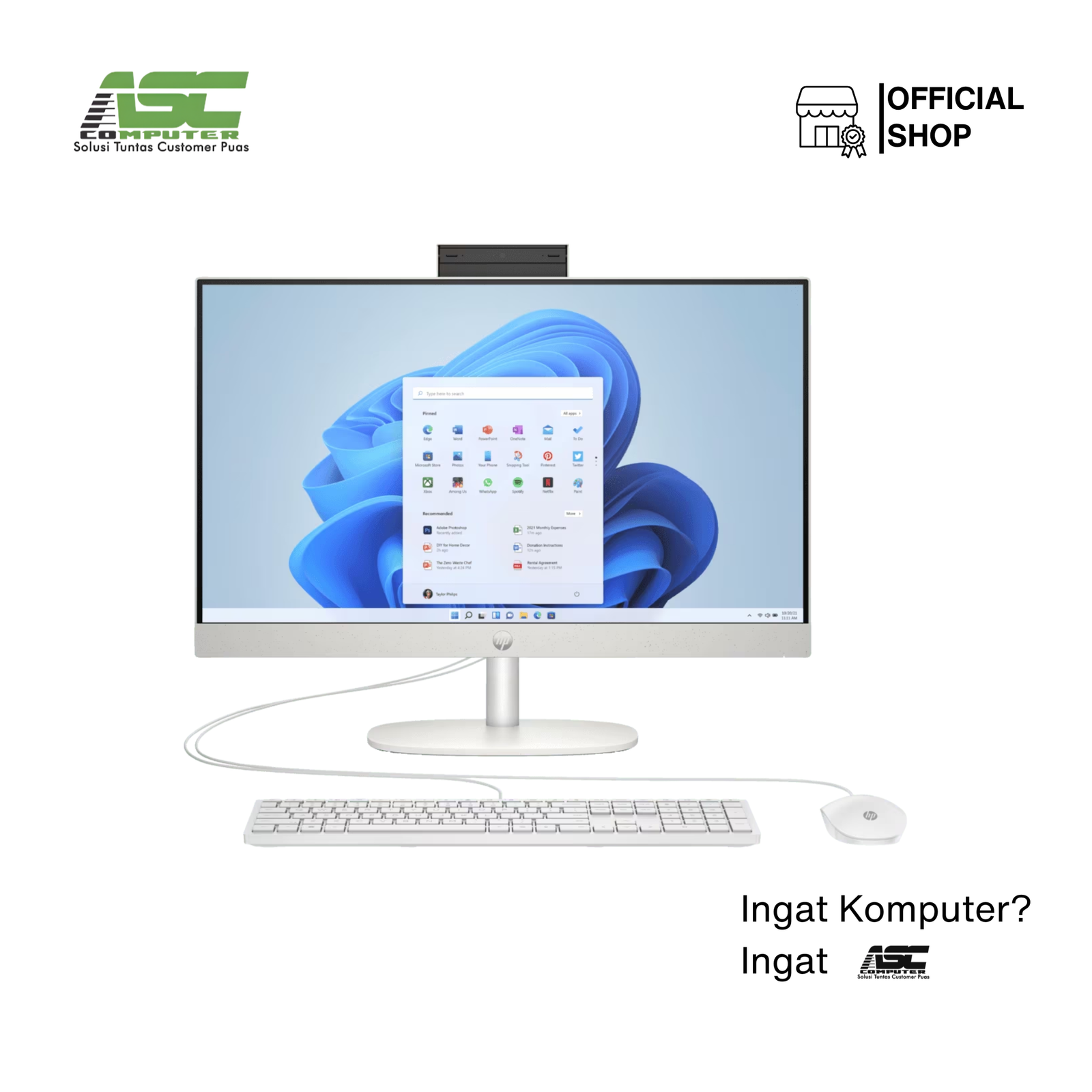 HP All-in-One PC 24-cr0200d Intel Core i3-1315U 8GB DDR4 512GB SSD Integrated Intel UHD Graphics 23.8 inch FHD Win11 Home + OHS White (1Y Warranty 1/1/0)