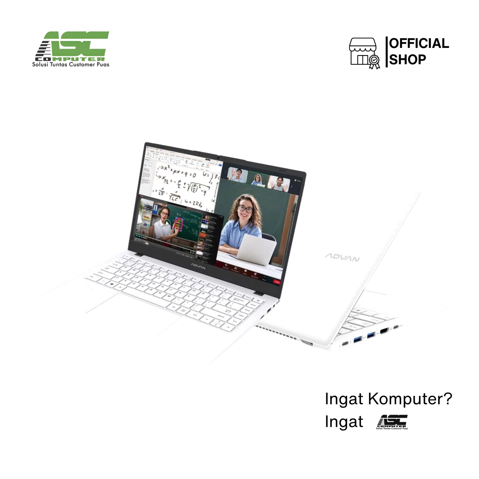 Advan Soulmate X1 Laptop AMD Athlon Silver 3020e 4GB RAM 128GB eMMC AMD Radeon Graphics 14 inch FHD IPS Win11 White (1Y Warranty)