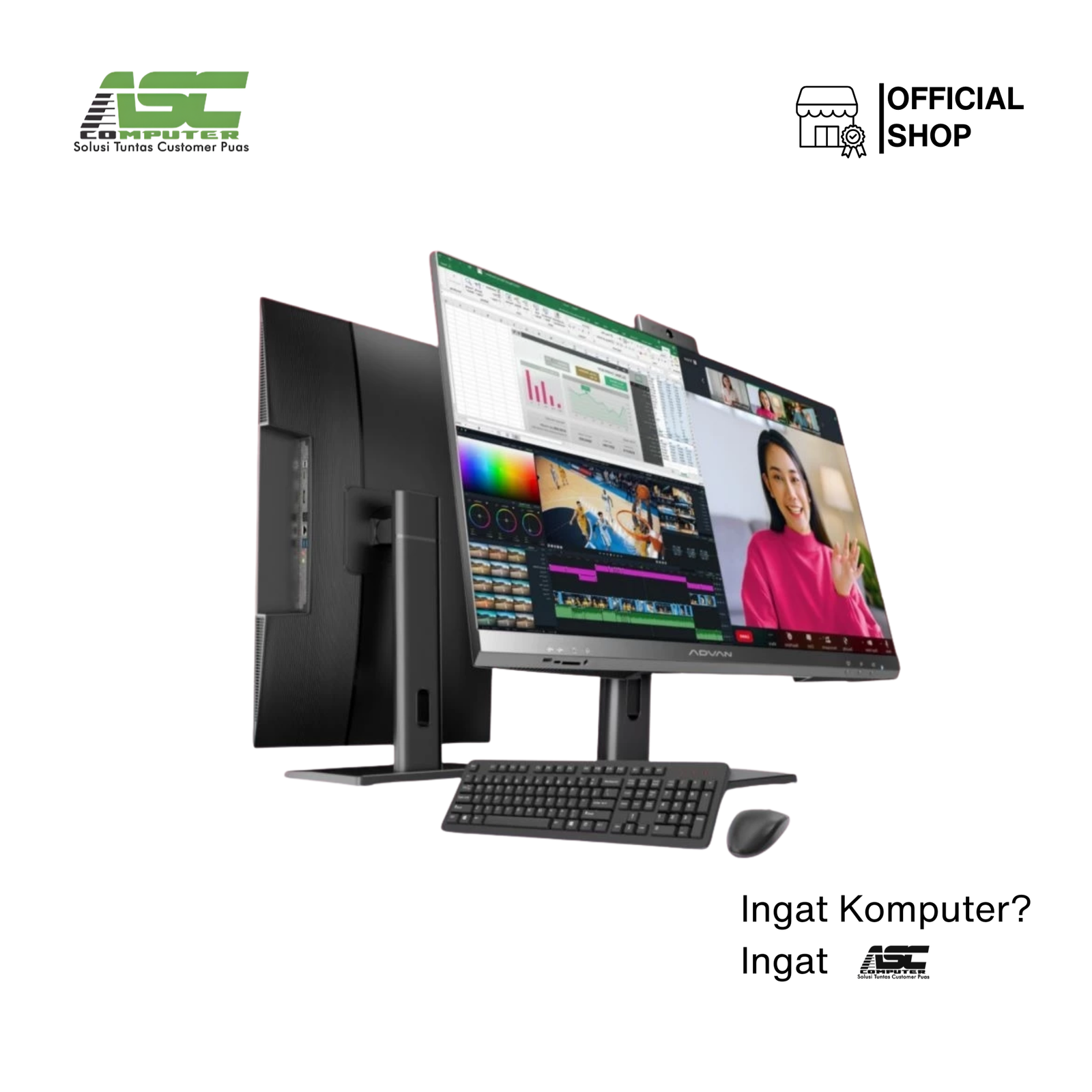 Advan One PC i5 Force One Max All-in-One PC Intel Core i5-1235U 16GB RAM 512GB SSD Intel Iris Xe Graphics 27 inch FHD Win11 Silver Bundled Wireless Keyboard + Mouse (1Y Warranty)