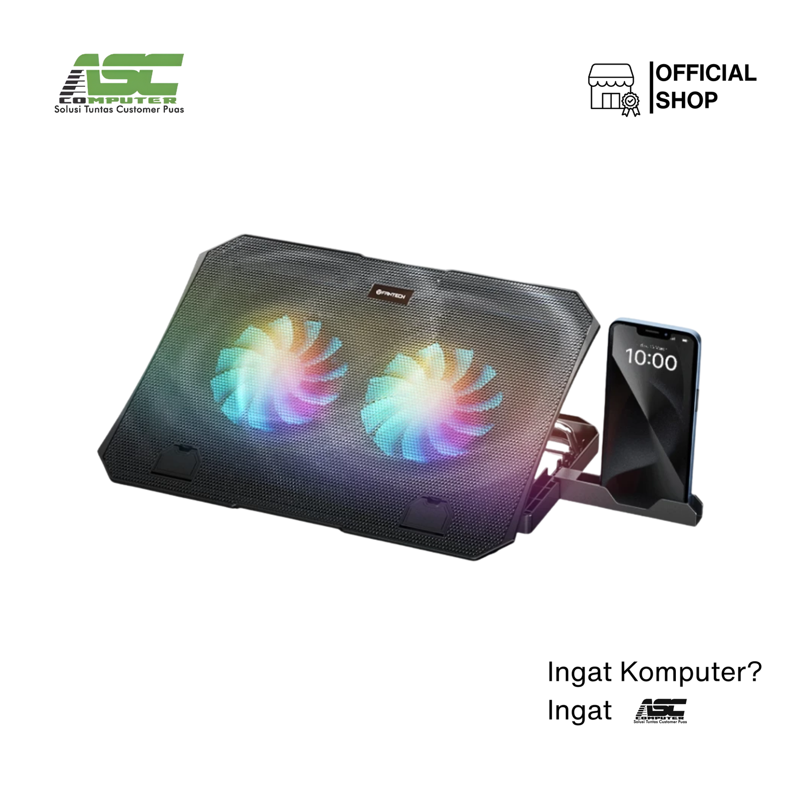 Cooling Pad Laptop Fantech NC14 RGB Rainbow Lighting