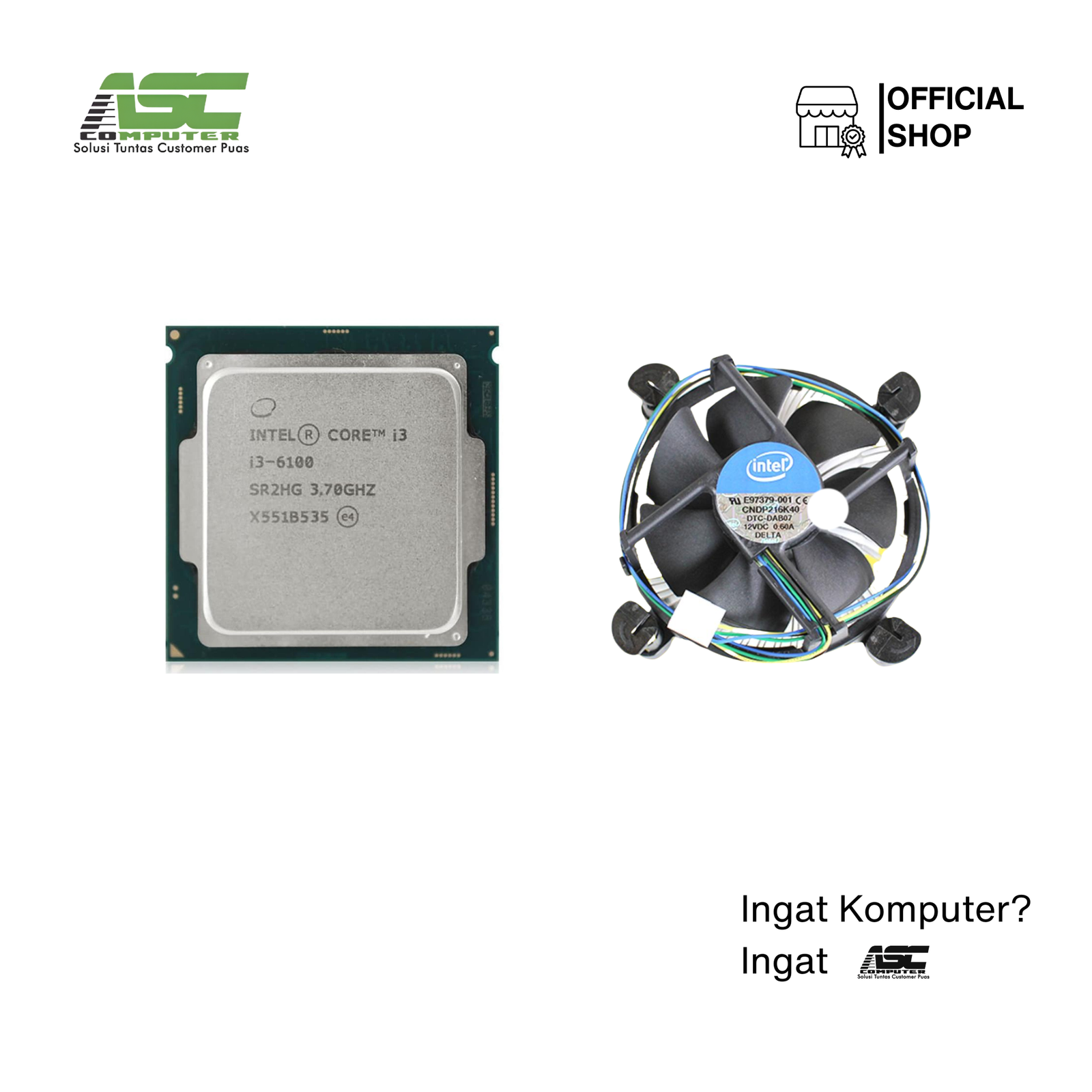 Paket Processor Intel Core i3-6100 3.70 GHz LGA 1151 Tray + CPU Cooler Fan
