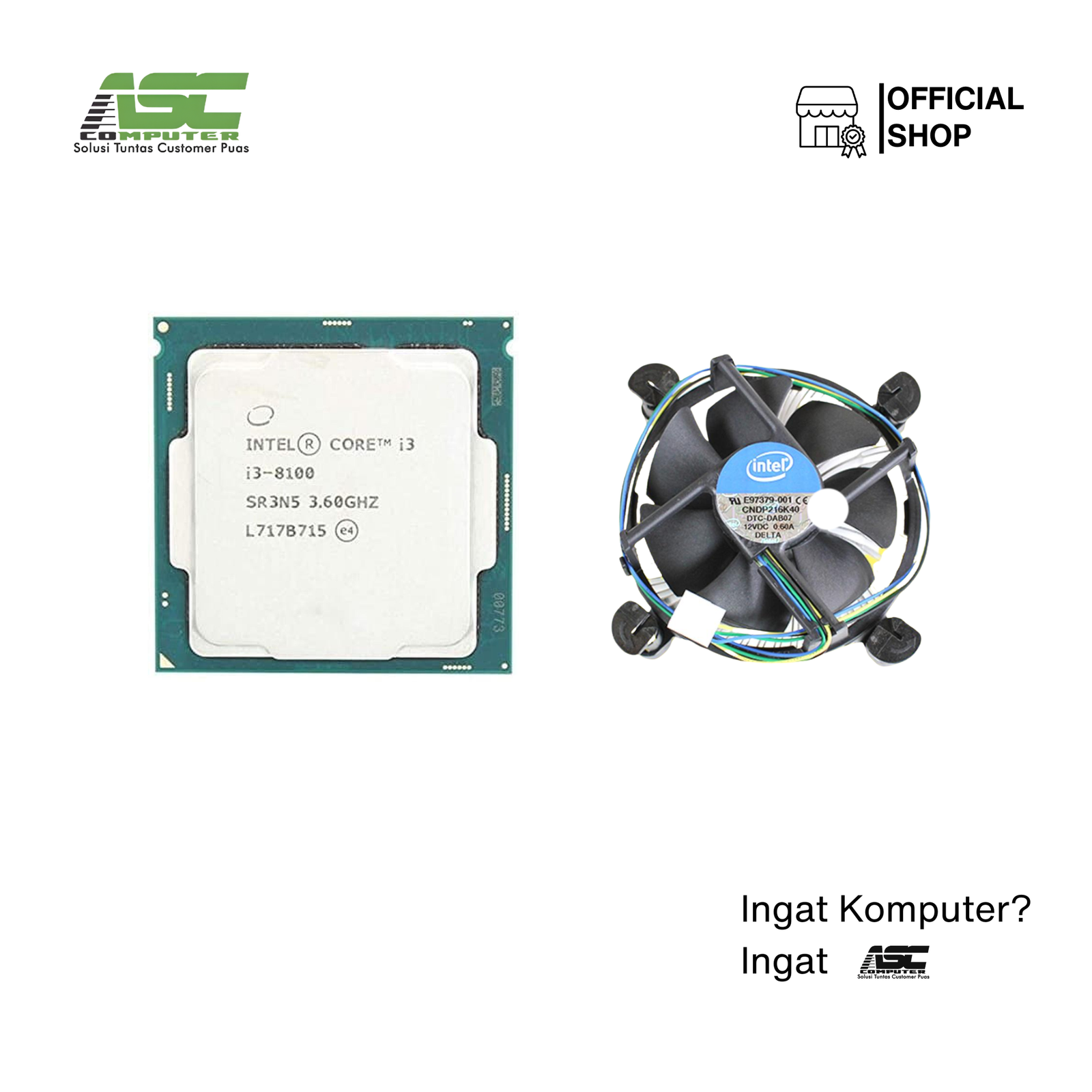 Paket Processor Intel Core i3-8100 3.60 GHz LGA 1151 Tray + CPU Cooler Fan
