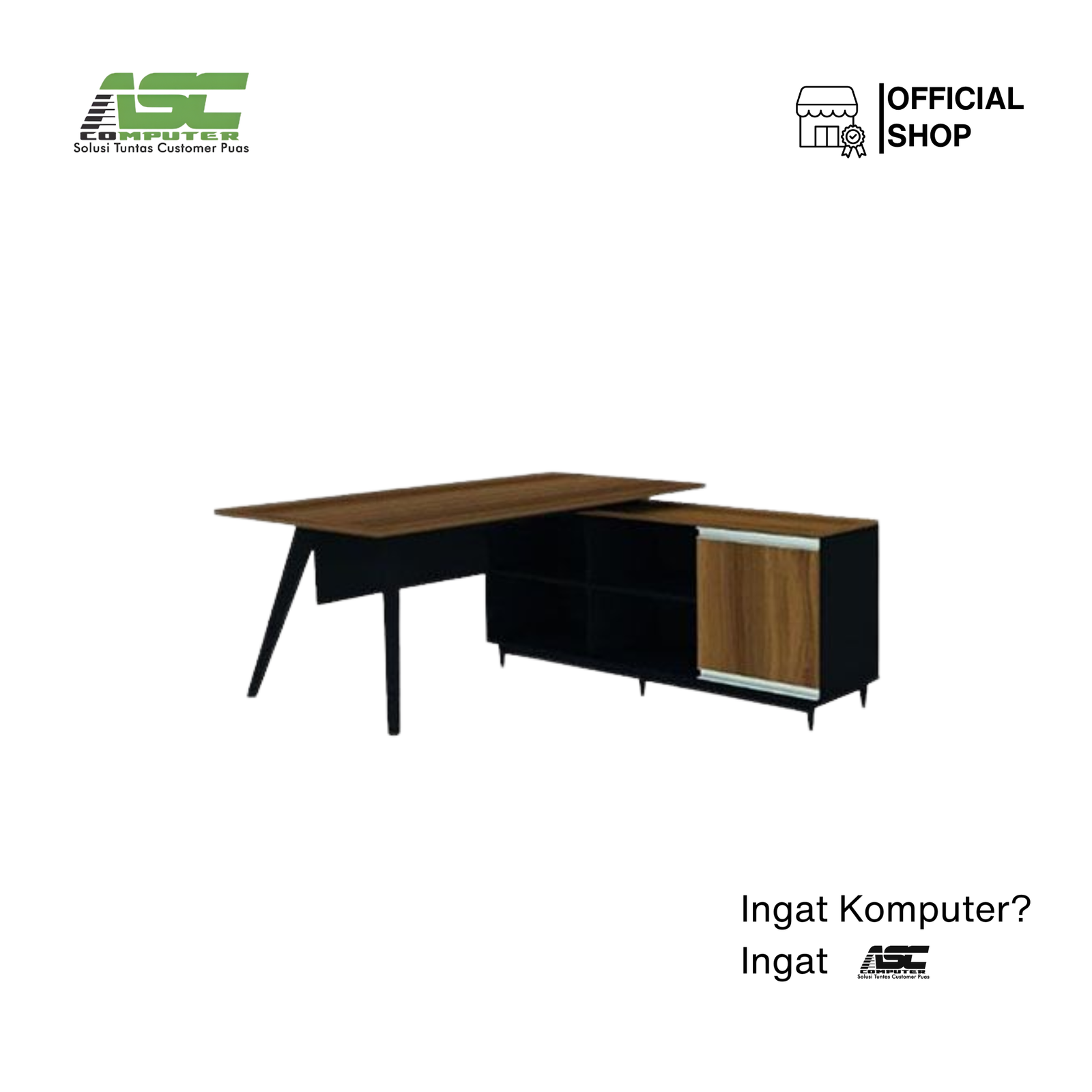 Paket Set Meja Direktur L-Shape Expo Office ME 1675 & ME 1545 Teakwood