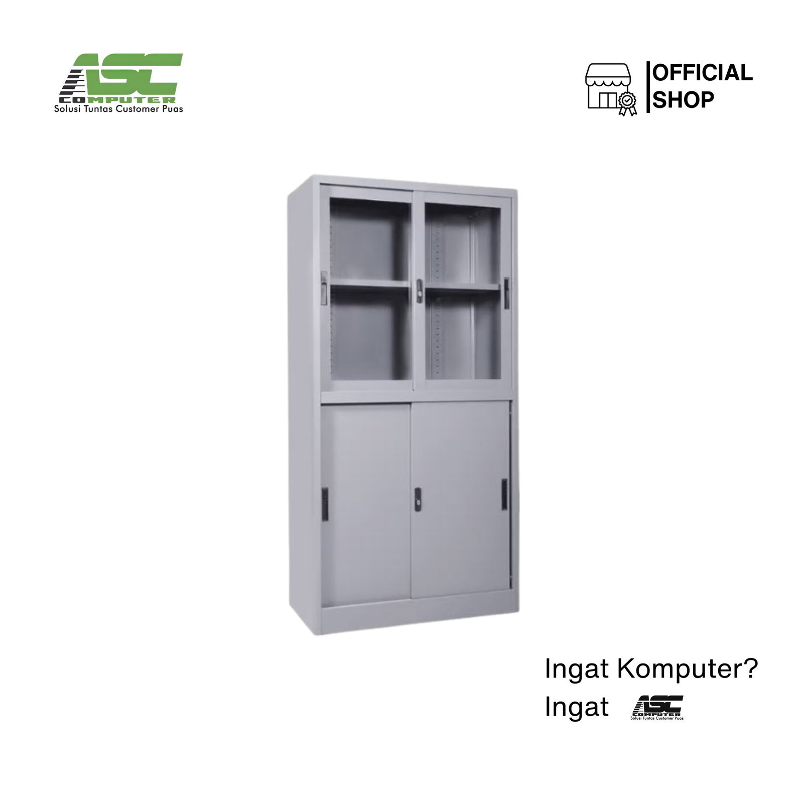 Lemari Arsip Besi Pintu Geser Kombinasi Kaca & Plat Brother B-308