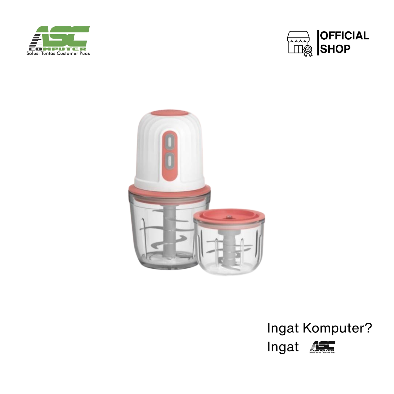 Mitochiba Food Chopper CH-60 2in1 Twinchop 500ml & 300ml (Peach Sunset)