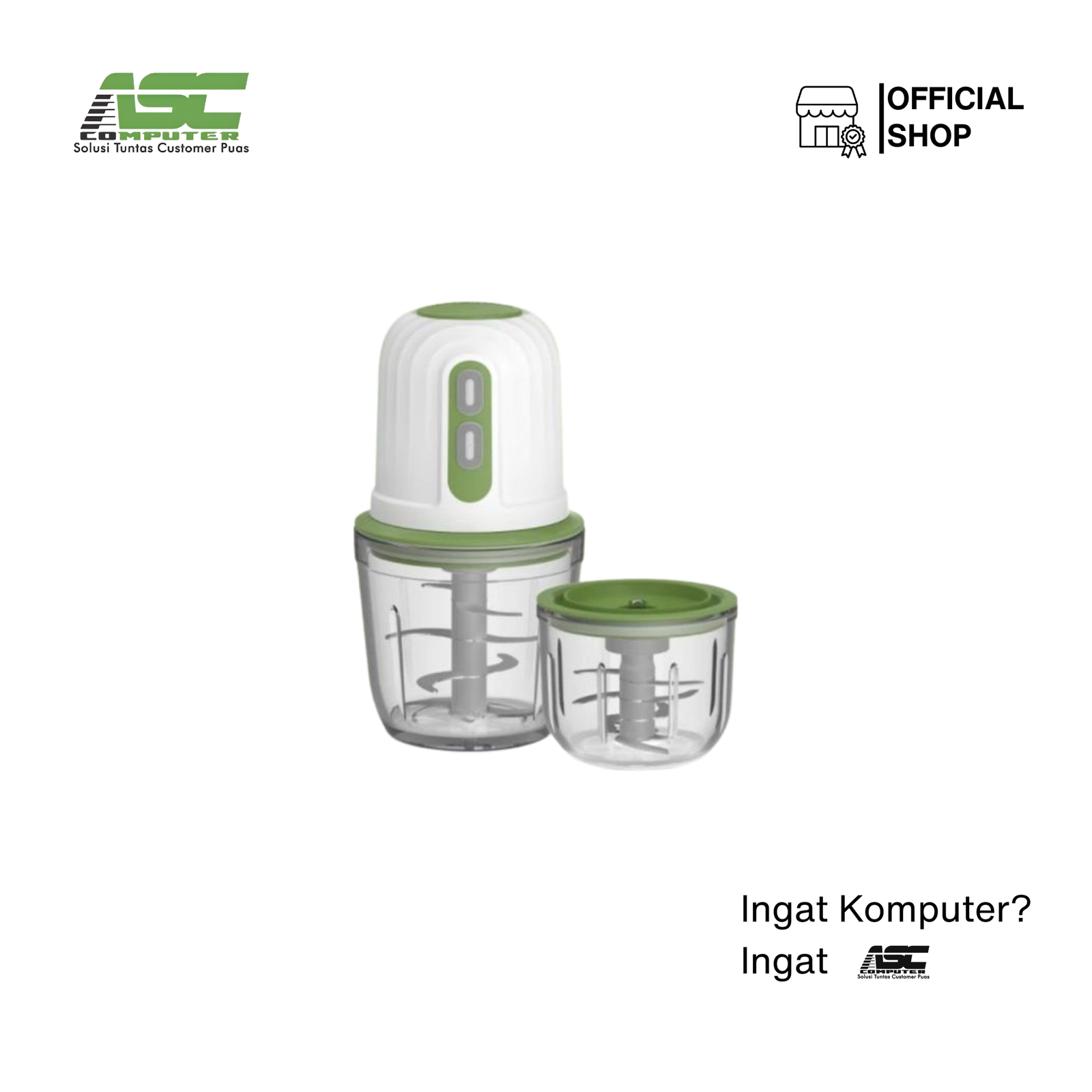 Mitochiba Food Chopper CH-60 2in1 Twinchop 500ml & 300ml (Green Pistachio)