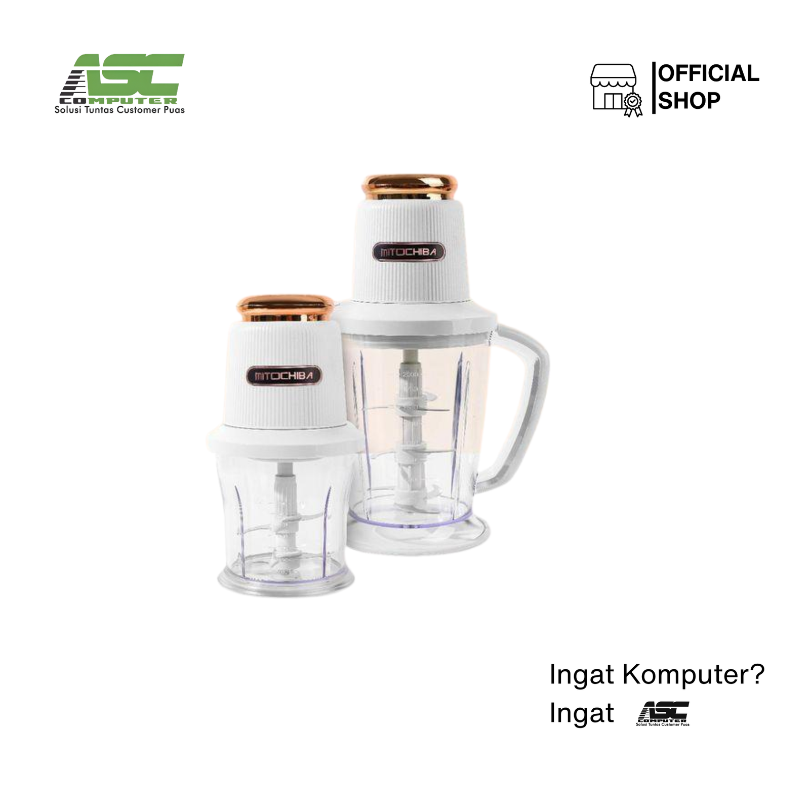 Mitochiba Food Chopper CH-250 Star Series 2 Liter & 0.7 Liter (White Glamour)