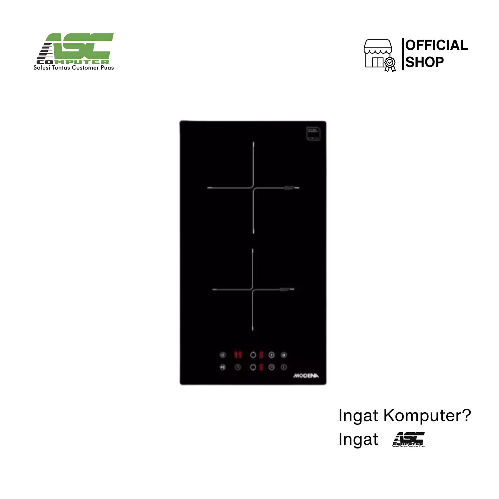 Kompor Induksi Tanam MODENA BI 3321 EBBK 30cm 2 Zona (Black Glass)