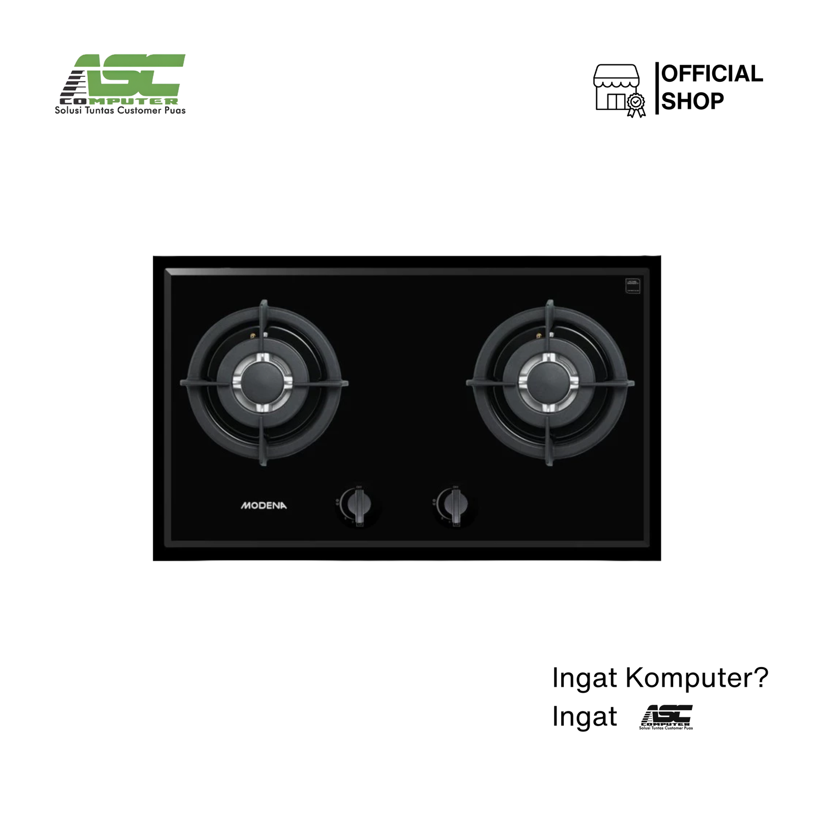 Kompor Gas Tanam MODENA BH 1725 CBBK 70cm 2 Tungku Full Brass High Power