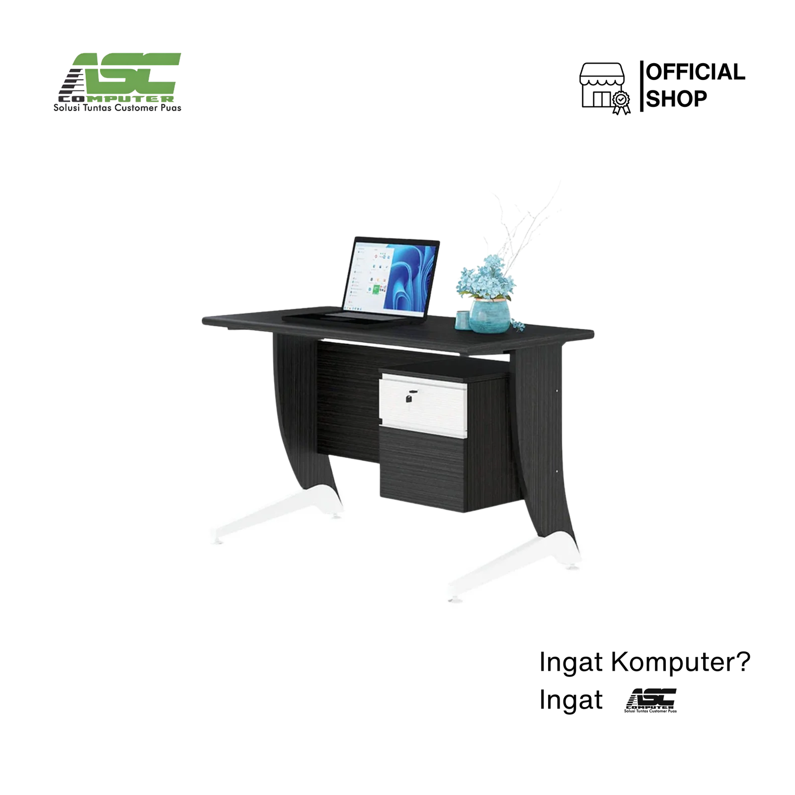 Meja Kantor 1.2 Meter SIANTANO OT 121 Minimalis Modern Kaki Besi Putih Romanian Walnut